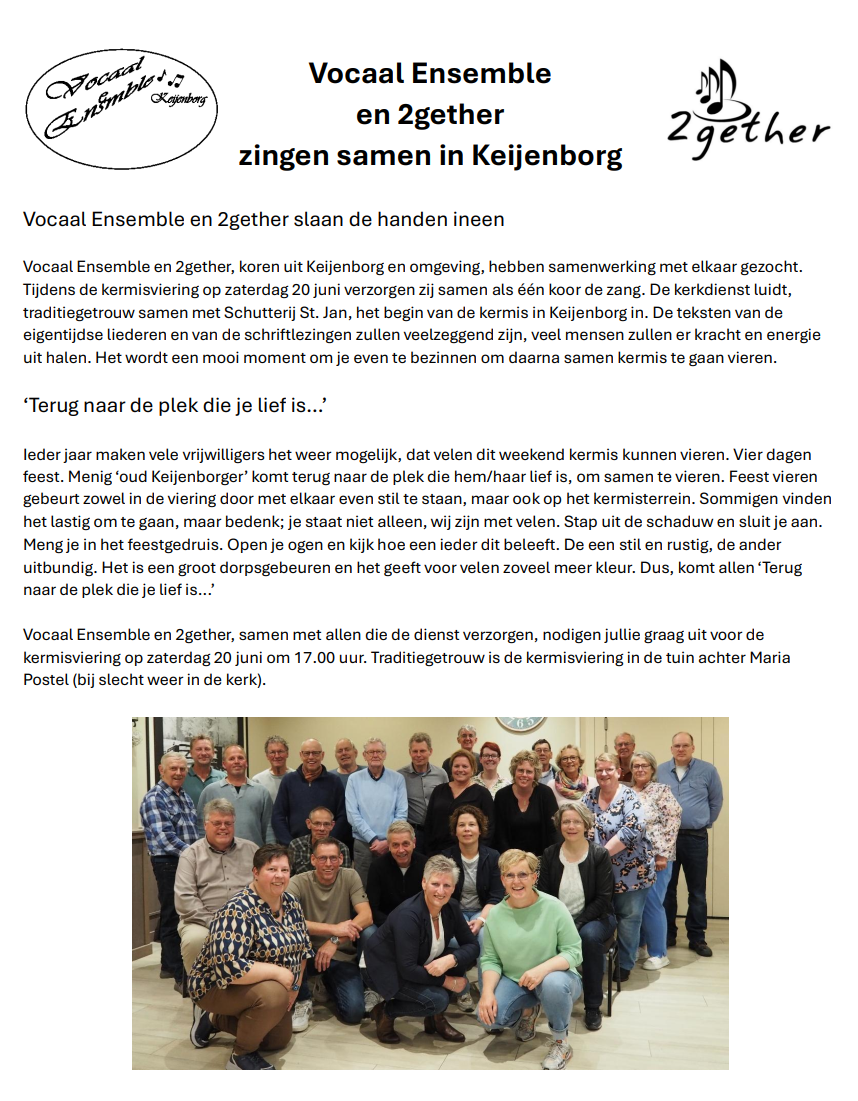 2026 06 06 Vocaal Ensemble en 2gether zingen samen in Keijenborg